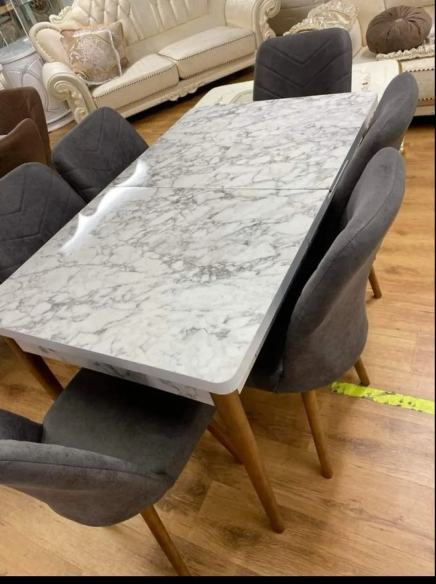 Extendable Kitchen Dining Tables With 6 Chairs - Image 1