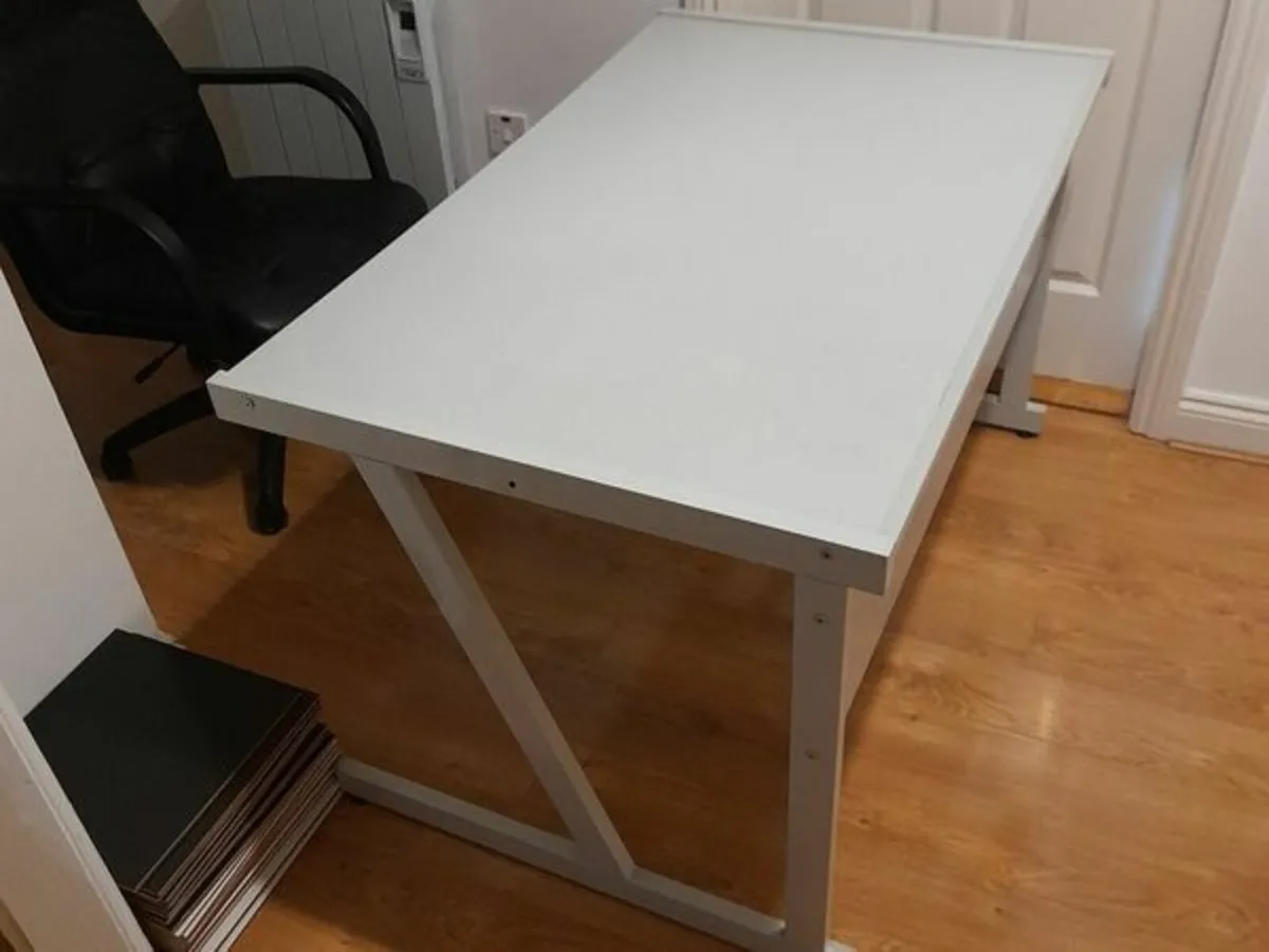 White (Wood and  Aluminium) Home Office Desk Table - Image 2