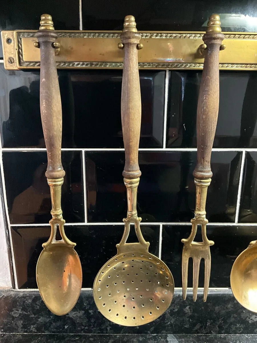 Vintage Brass French Hanging Utensils - Image 4