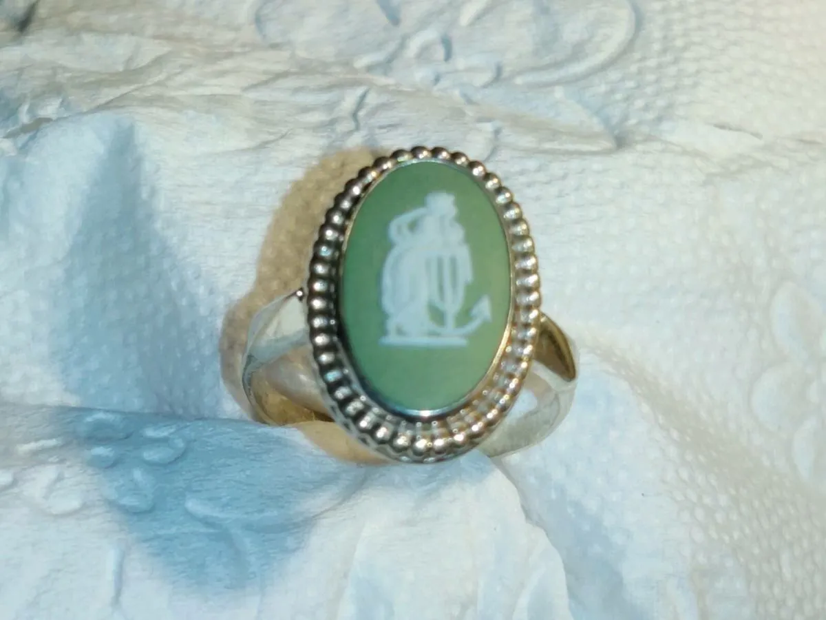 GREEN WEDGEWOOD, Real Silver Chunky Unisex Ring ! - Image 1