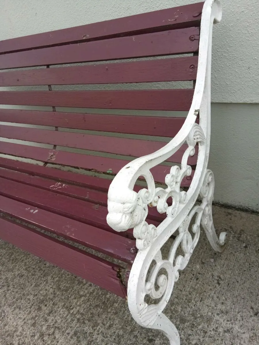 antique garden bench lion head cast iron - Image 4