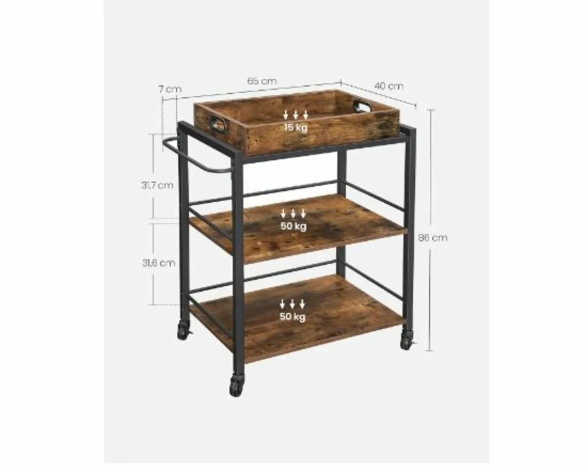 Industrial Style Serving Trolley Kitchen - Image 3
