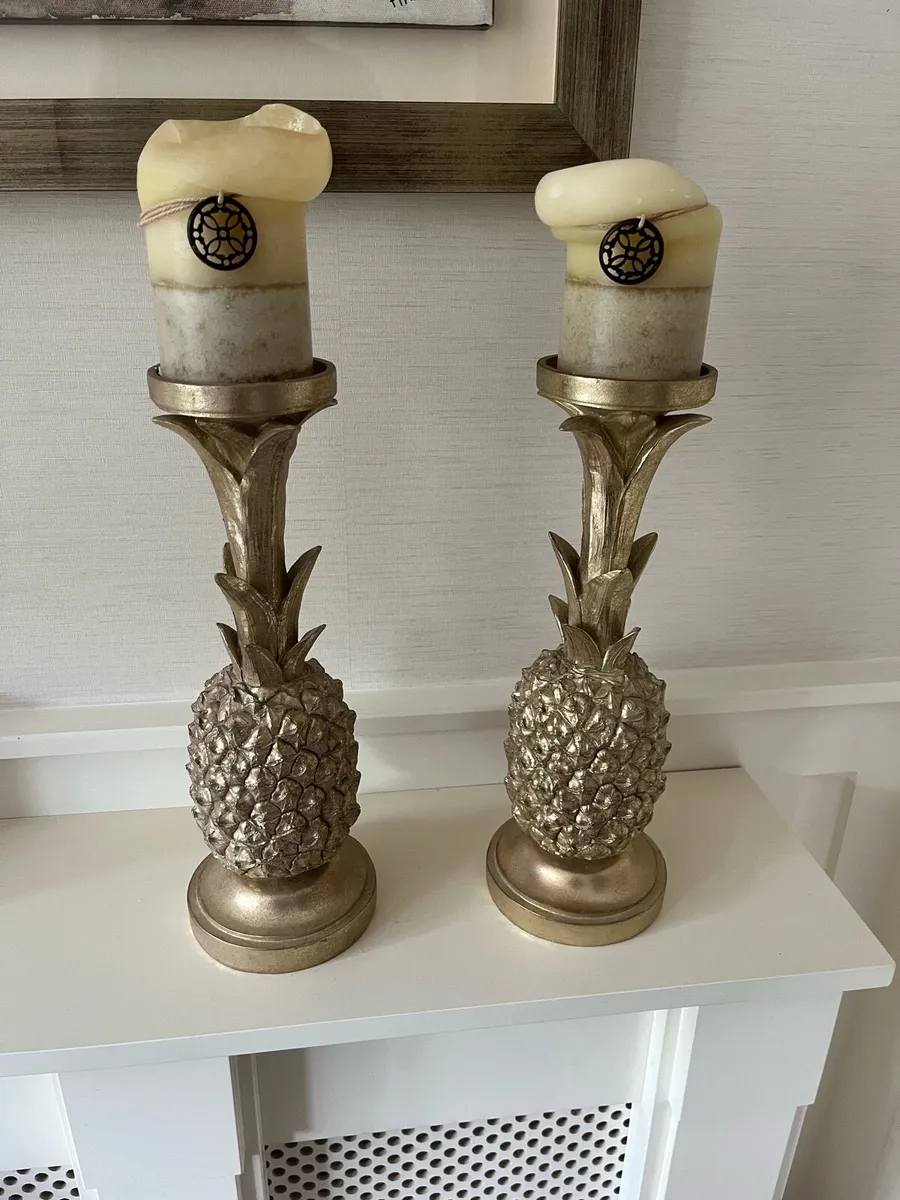 Gold pineapple candle holders - Image 1