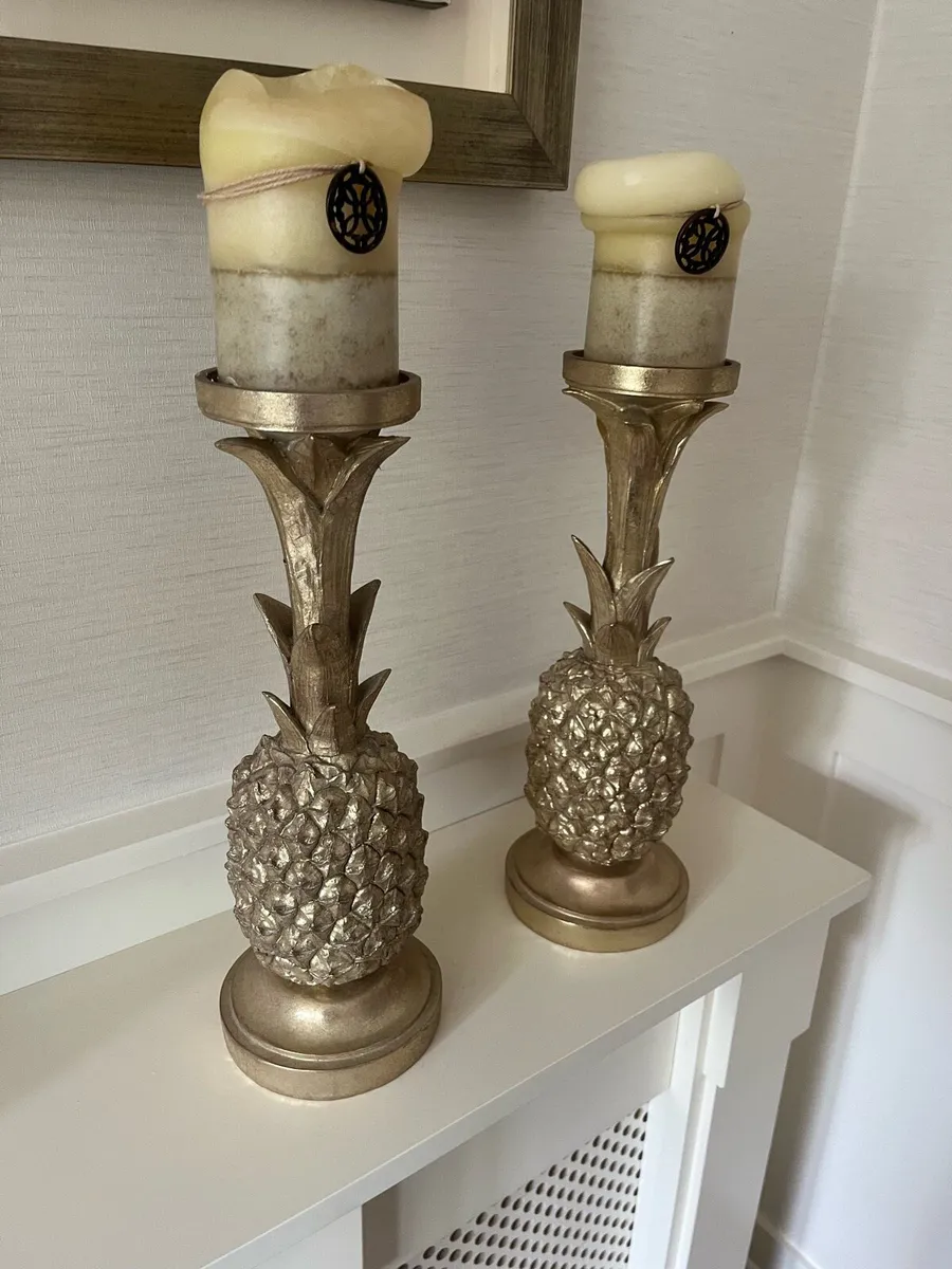 Gold pineapple candle holders - Image 2