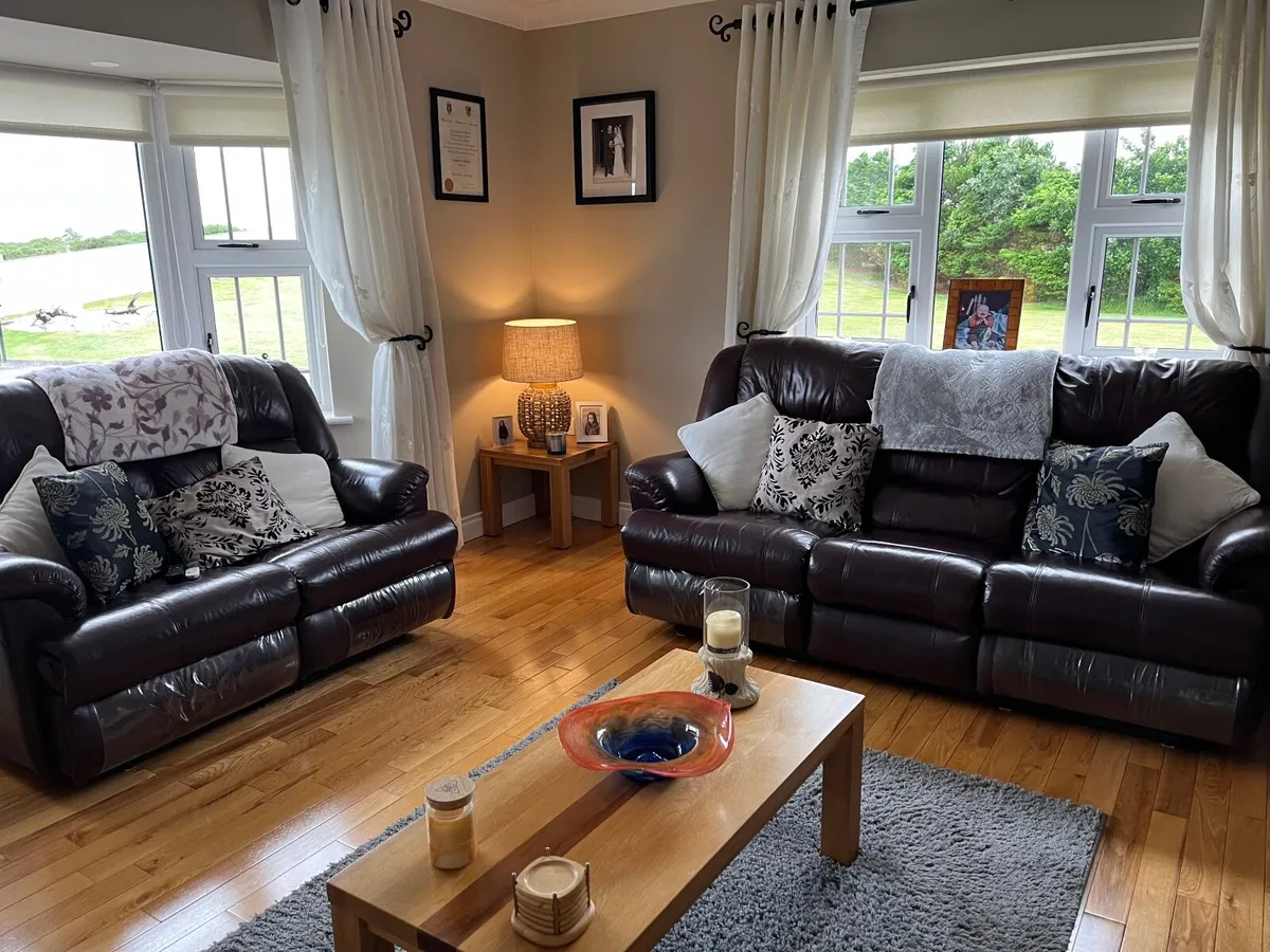 3 & 2 seater leather reclining couches - Image 1