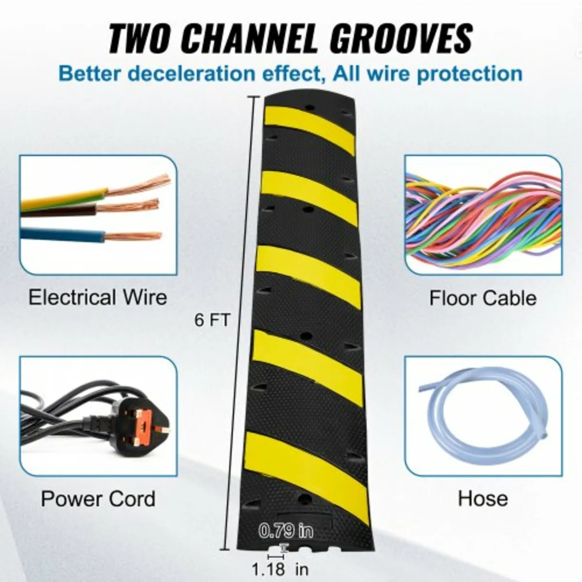 2PCs 6 ft/72'' Rubber Speed Hump, 2 Channel, 22000 - Image 3