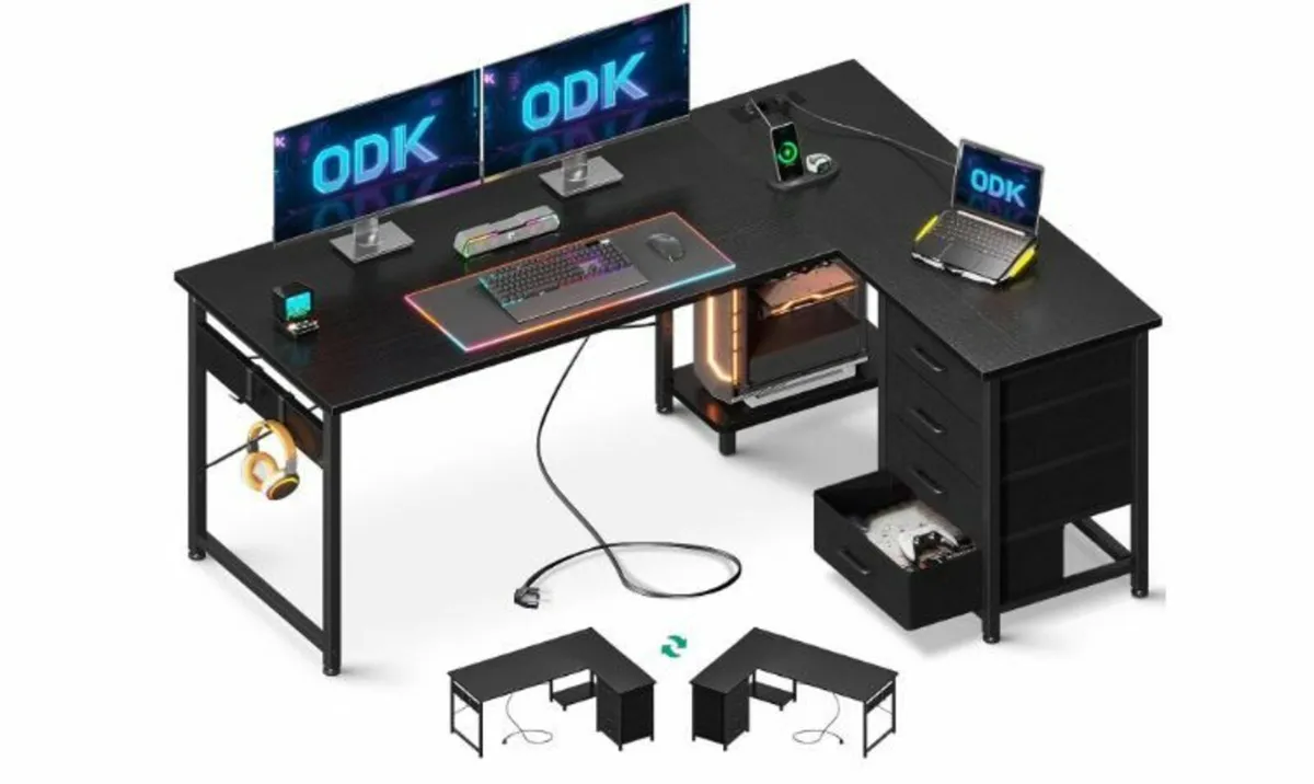 Corner Desk with 4 Drawers, 135 x 100 cm - Image 1