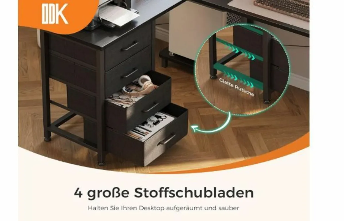 Corner Desk with 4 Drawers, 135 x 100 cm - Image 2