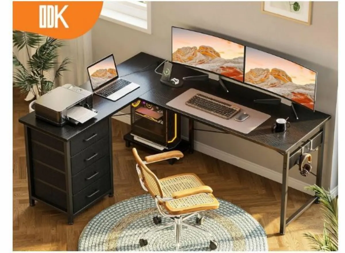 Corner Desk with 4 Drawers, 135 x 100 cm - Image 3