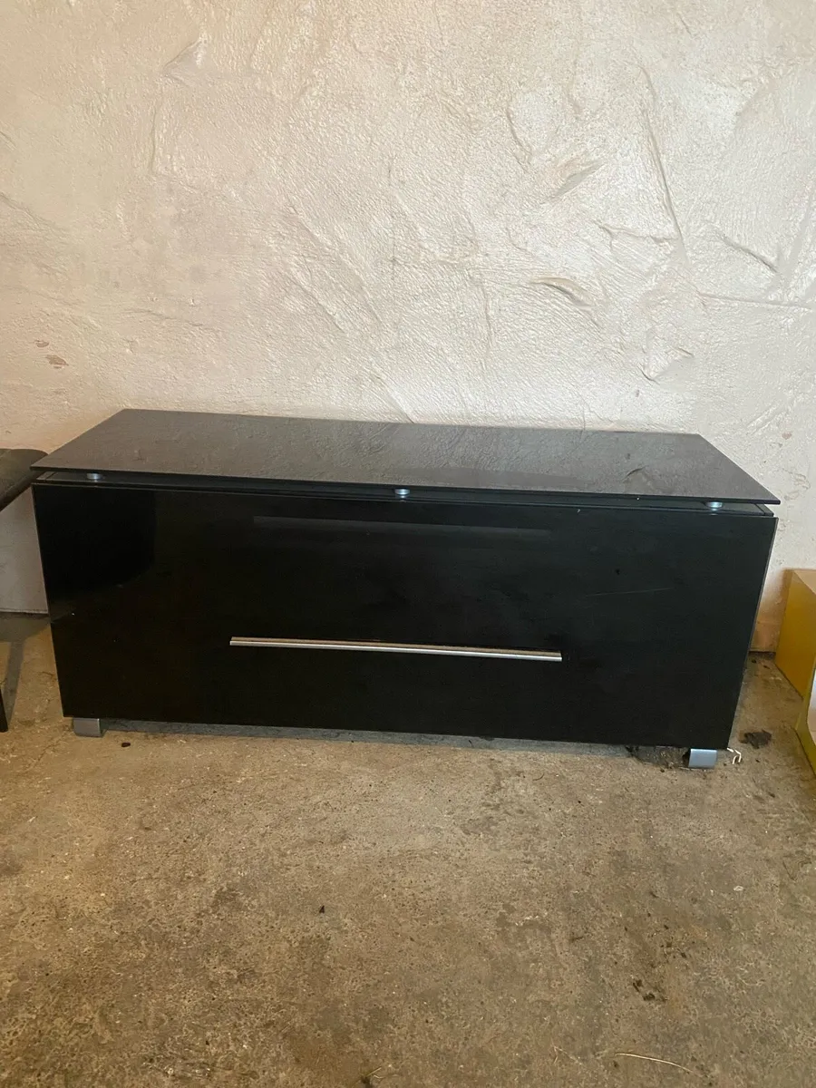 Black tempered glass TV stand - Image 1