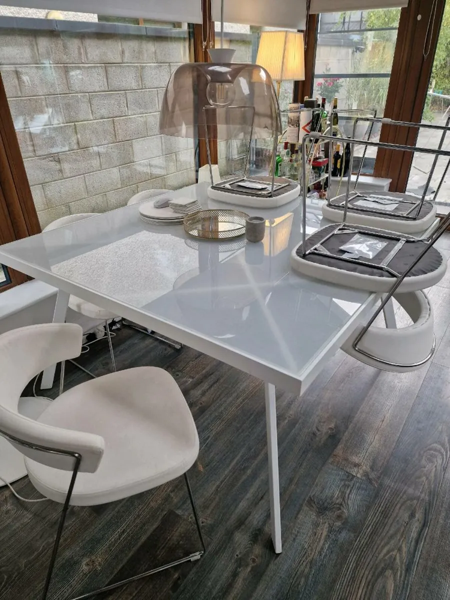 Dining table & chairs, TV unit, Coffee table, Lamp - Image 1