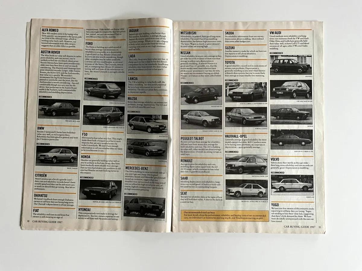 Vintage WHICH Mag Car Buying Guide 1987 & 1988 - Image 3