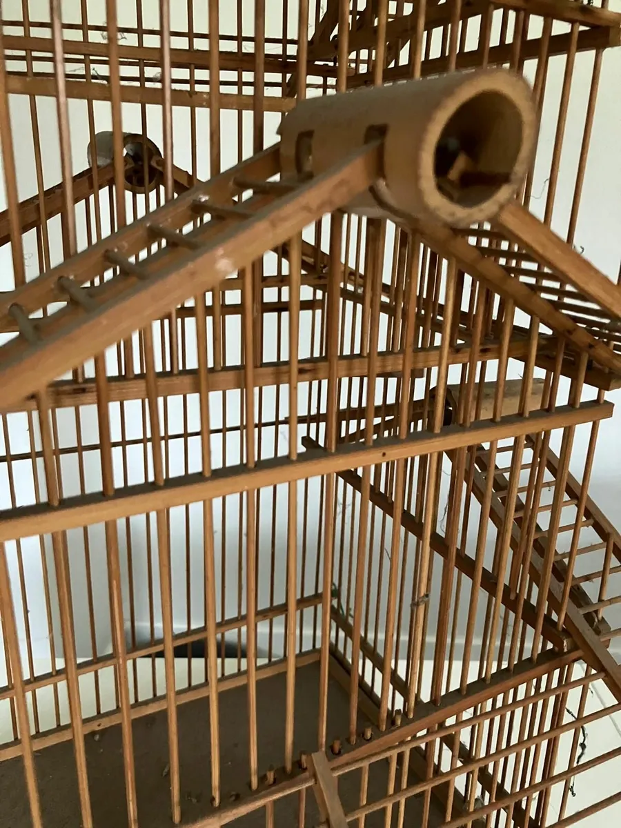 Wooden Vintage Bamboo Bird Cage Decorative - Image 2