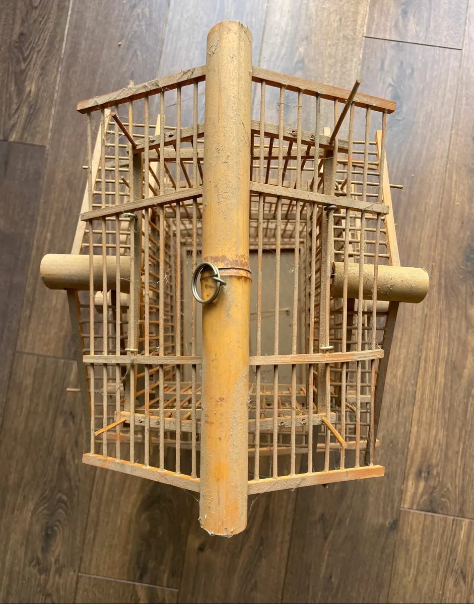 Wooden Vintage Bamboo Bird Cage Decorative - Image 3