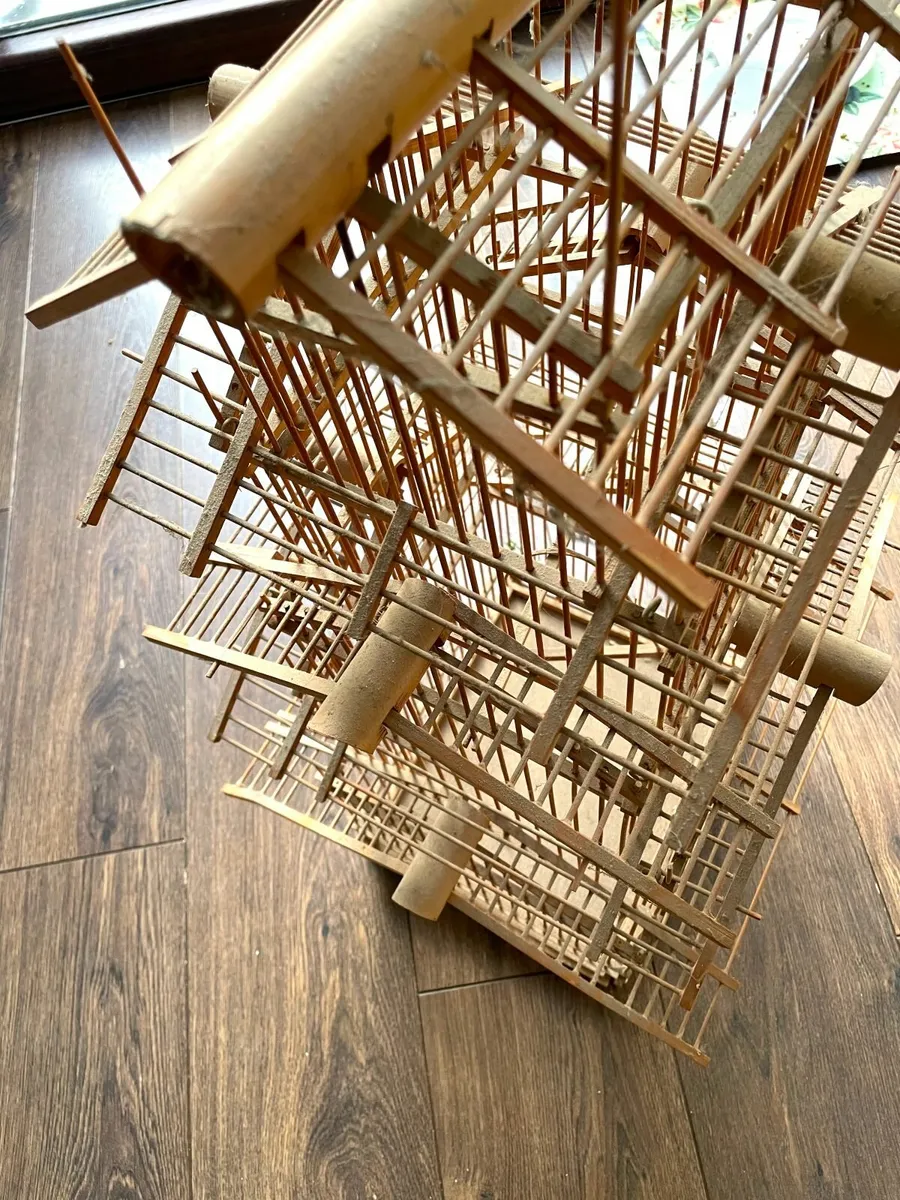 Wooden Vintage Bamboo Bird Cage Decorative - Image 4