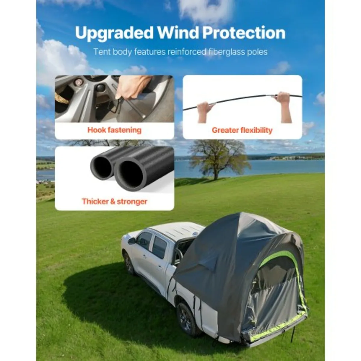 Truck Tent 5.0-5.2ft Waterproof PU2000 Truck Bed C - Image 2