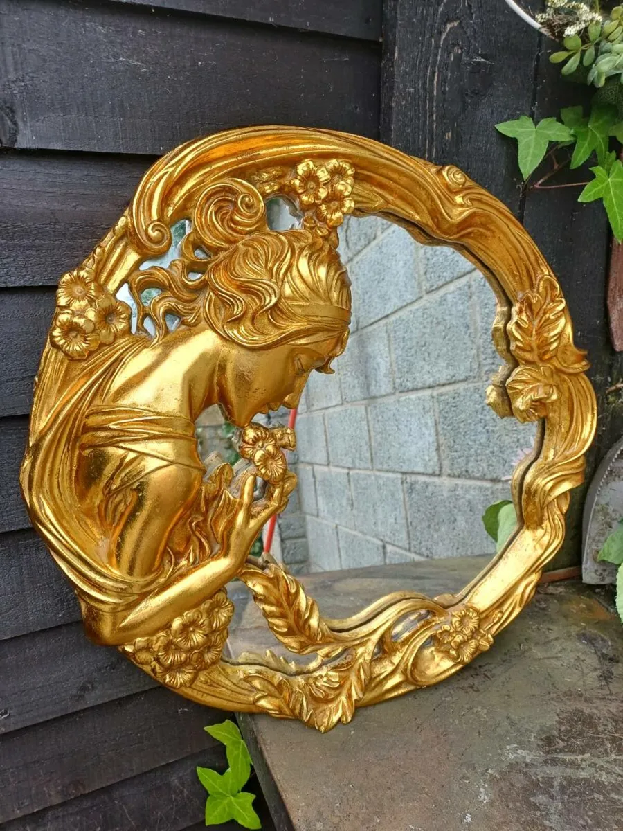 Vintage Gold Framed Ornate Mirror - Image 4
