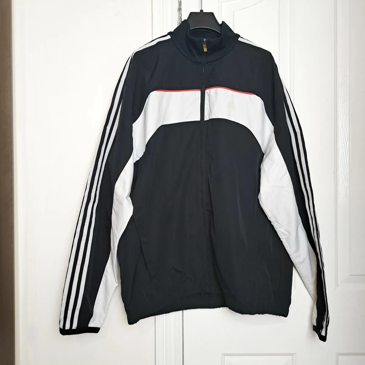 Black White Mens Tracksuit Jacket Windbreaker L - Image 3
