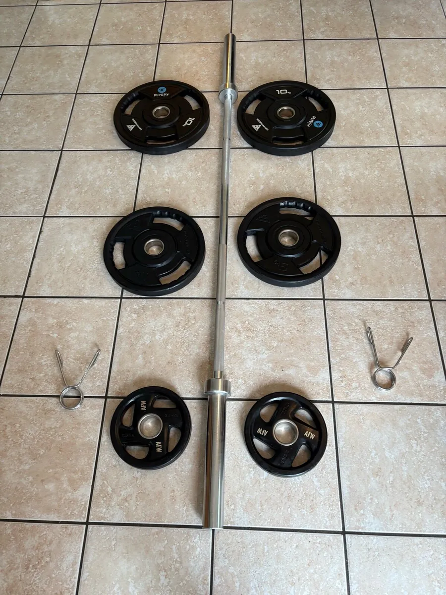 URETHANE SUPERIOR OLYMPIC PLATES, 6 FOOT 15KG BAR! - Image 1
