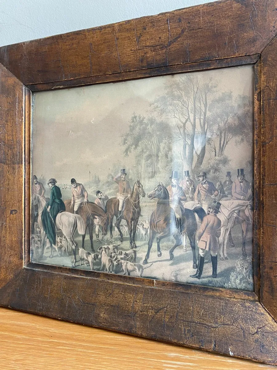 Antique Framed Pair of Hunting scenes, 16x 14 inch - Image 2