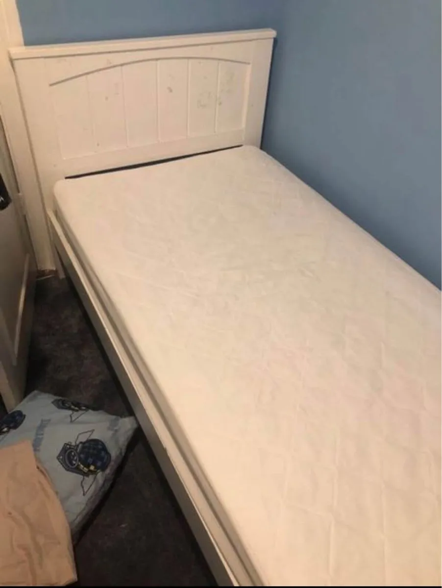 White Single Wooden Bed - Can Deliver - Image 1