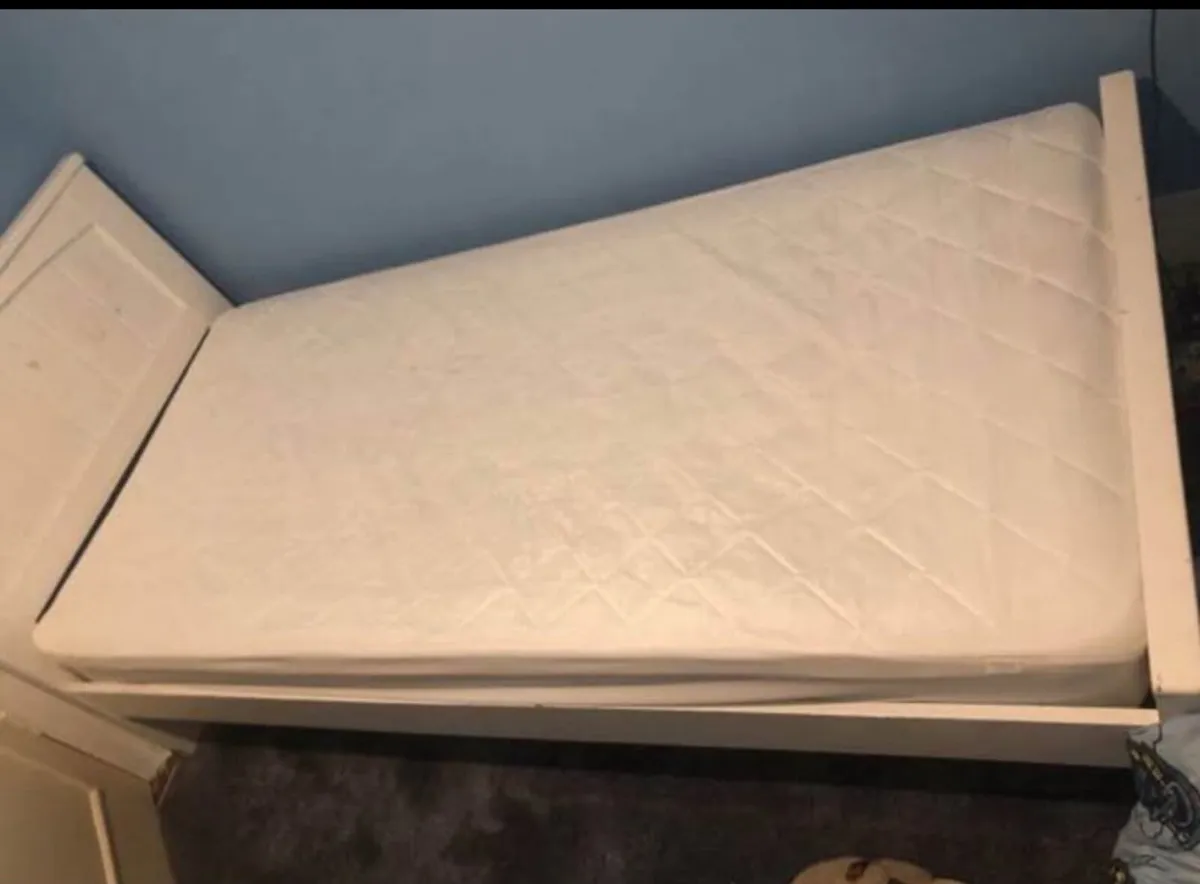 White Single Wooden Bed - Can Deliver - Image 2