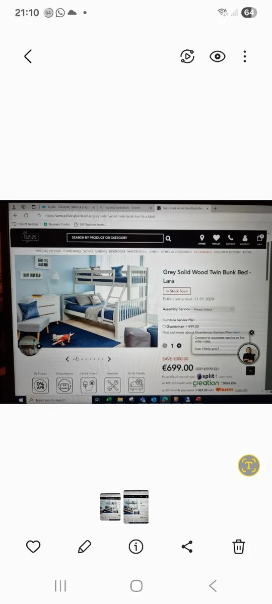 Grey single/double bunk bed - Image 2
