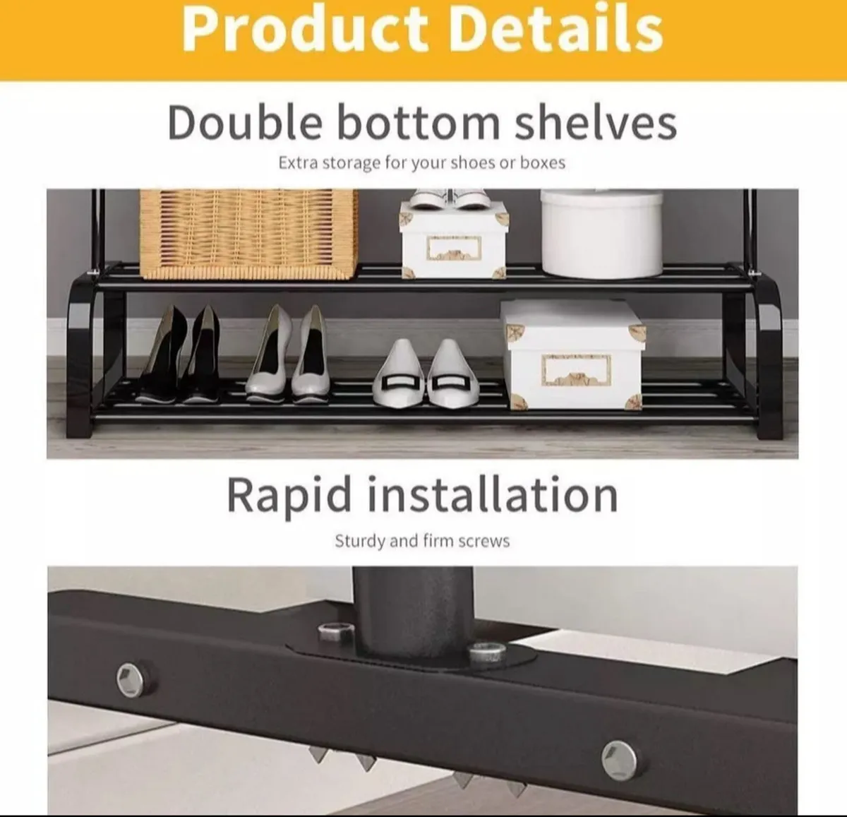 Double Rail Clothes Garment Rack & Shelves - Image 4