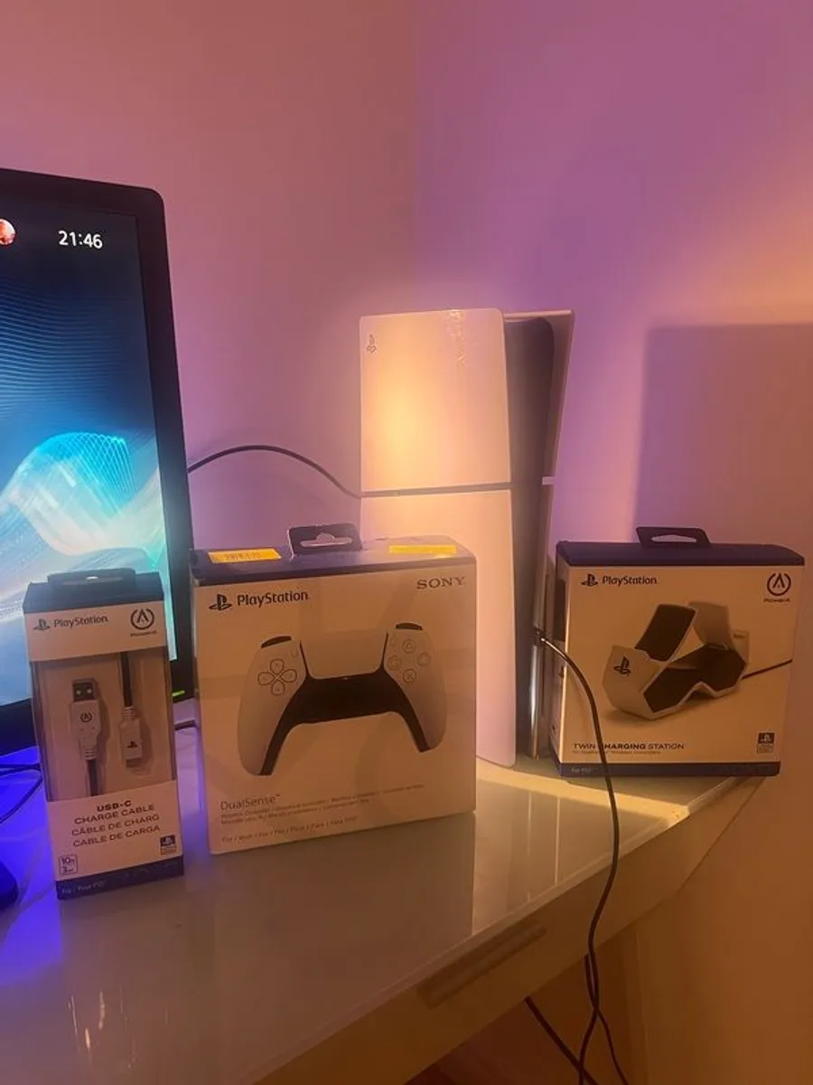 PlayStation 5 Bundle , Slim disk 1tb , Boxed Controller , Boxed charging station Read description - Image 1