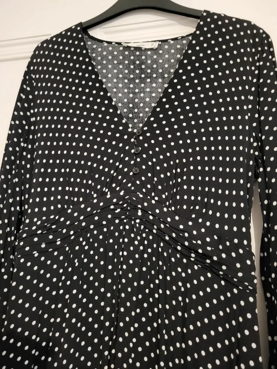Mango dress M spotty midi black & white polka dot - Image 2