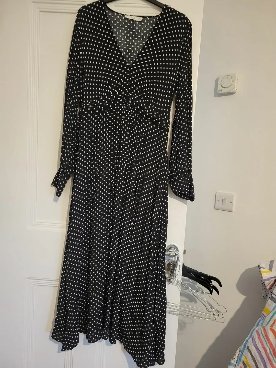 Mango dress M spotty midi black & white polka dot - Image 3