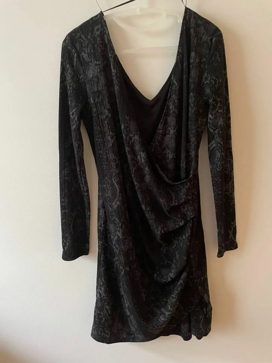 Mango party dress wear Black dress mango snake pri - Image 1