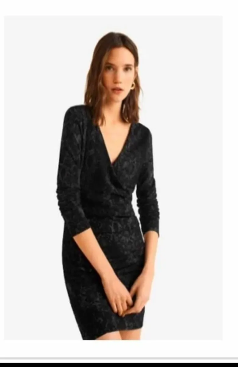 Mango party dress wear Black dress mango snake pri - Image 2