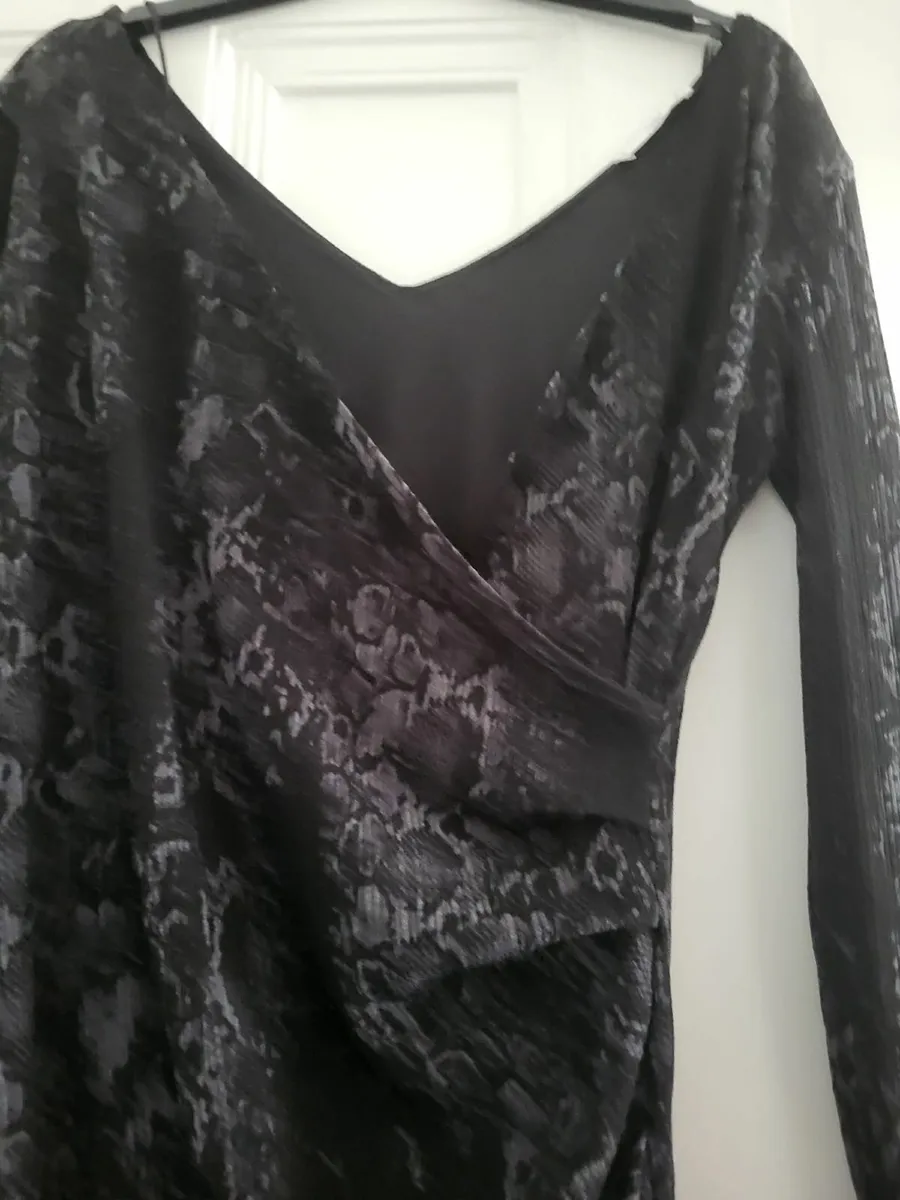 Mango party dress wear Black dress mango snake pri - Image 3