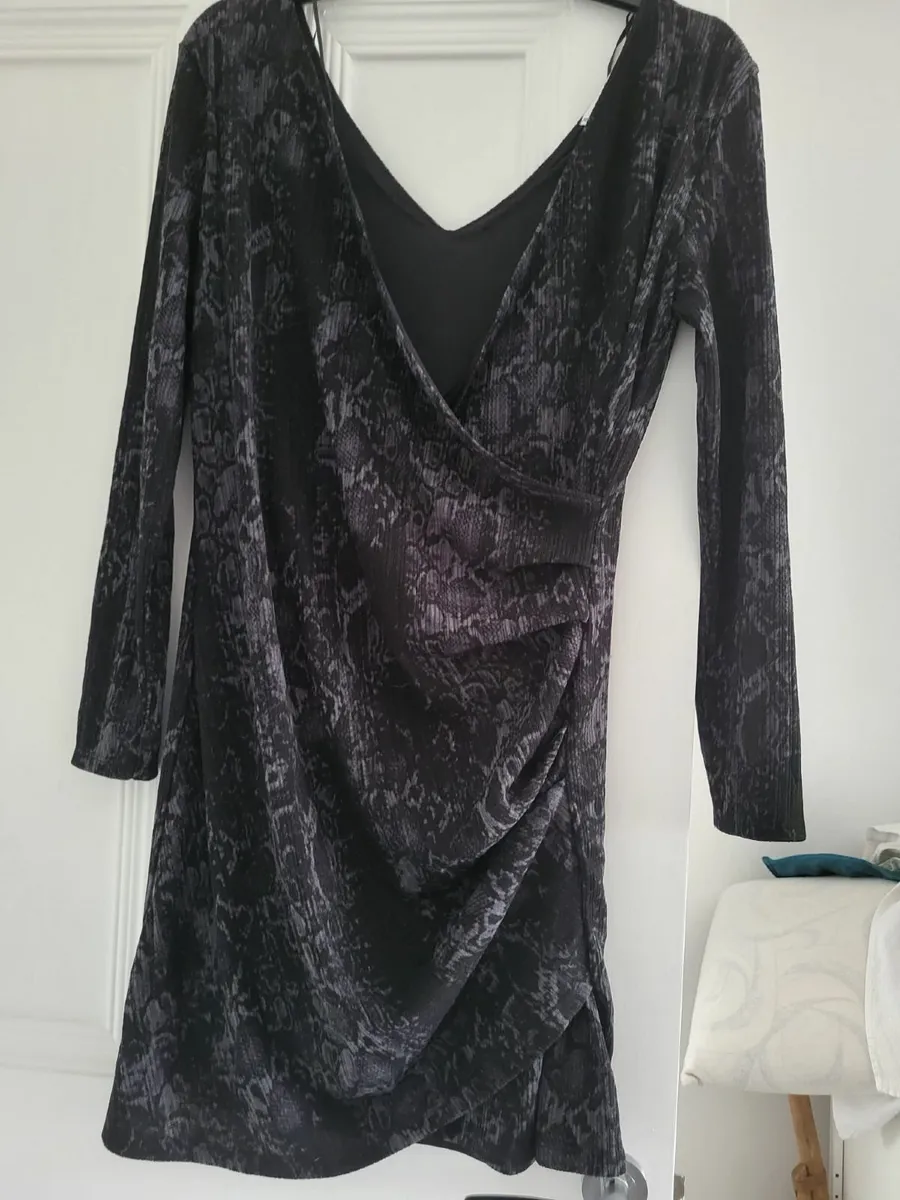 Mango party dress wear Black dress mango snake pri - Image 4