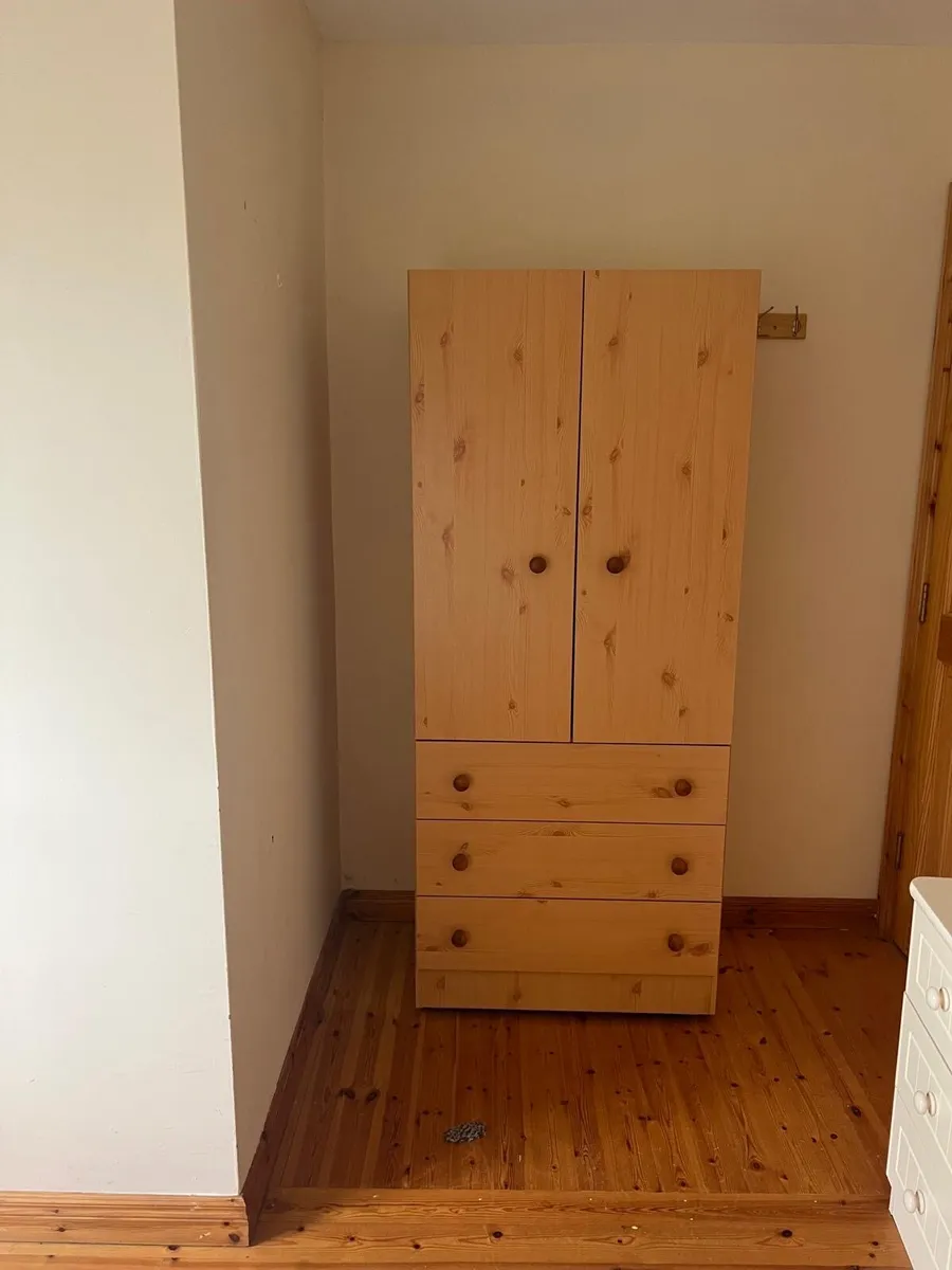 Pine Wardrobe with 3 Drawers