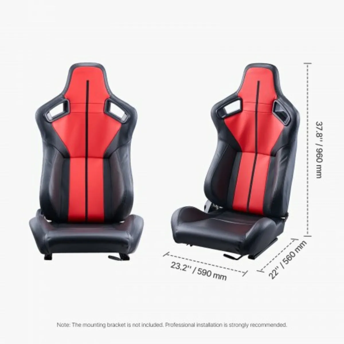 2 Set Racing Seat Adjustable Racing Chair with PVC - Image 2