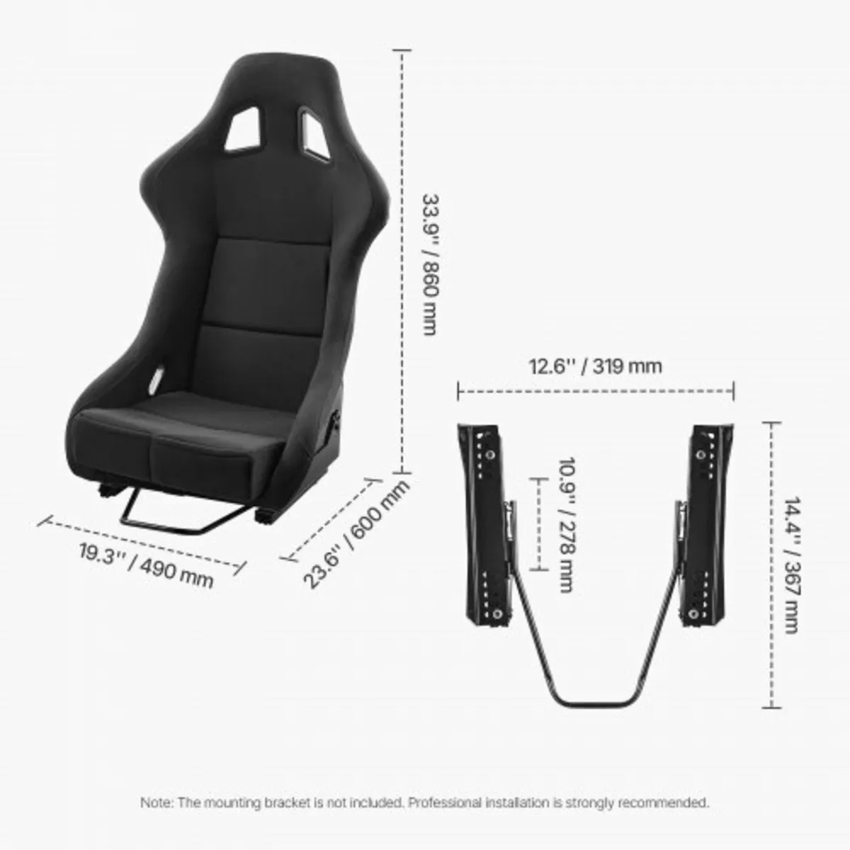 1 Set Racing Seat Integrated Racing Chair with Vel - Image 2