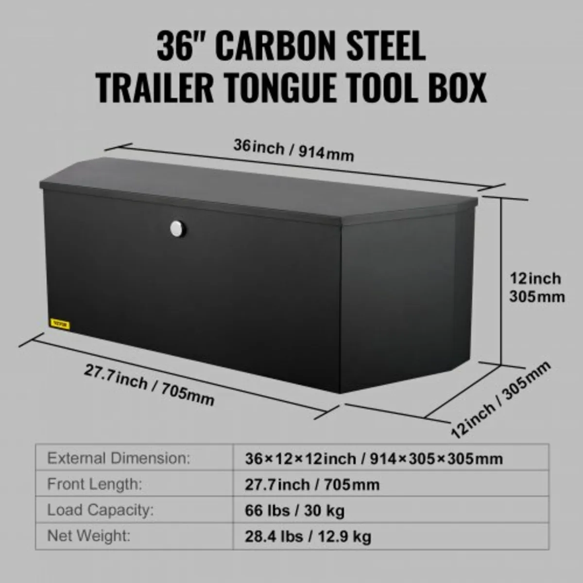 Trailer Tongue Tool Storage Box 36 x 12 x 12 inch - Image 2