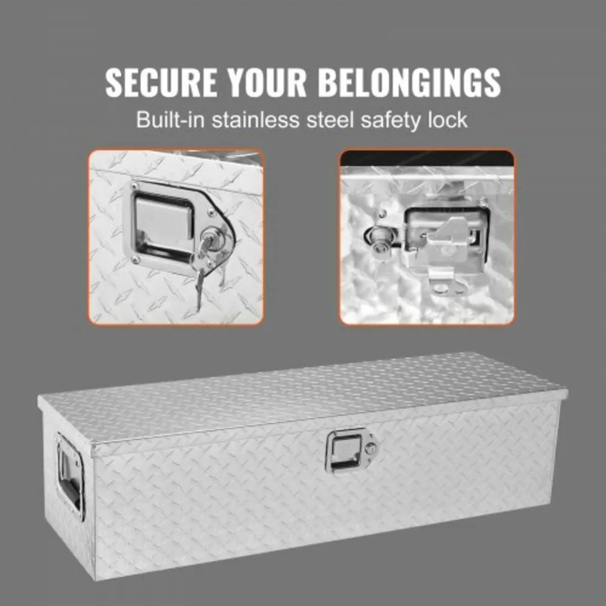 Heavy Duty Aluminum Truck Bed Tool Box, Diamond Pl - Image 3