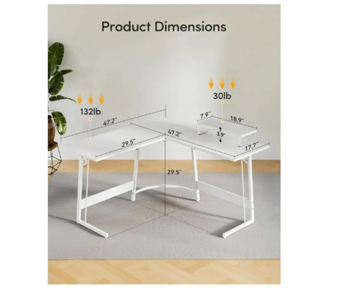Gaming Table Corner Desk 120 x 120 cm - Image 4