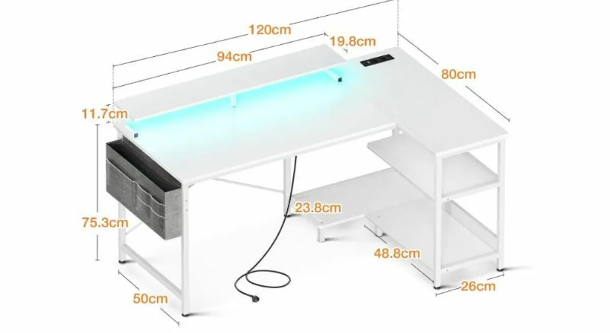 Gaming Table L Shape with LED - Image 3