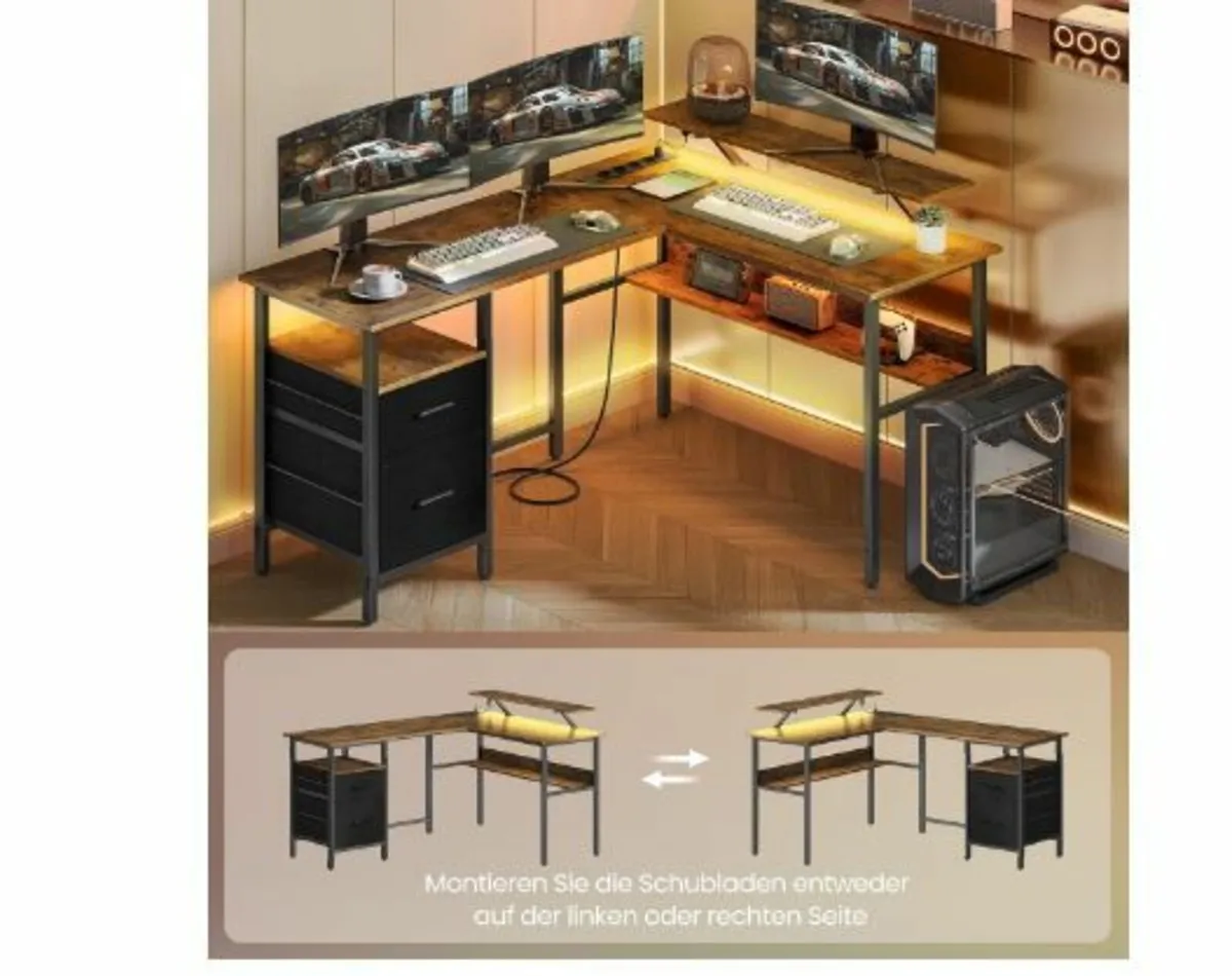 L-Shaped Desk with Sockets - Image 4