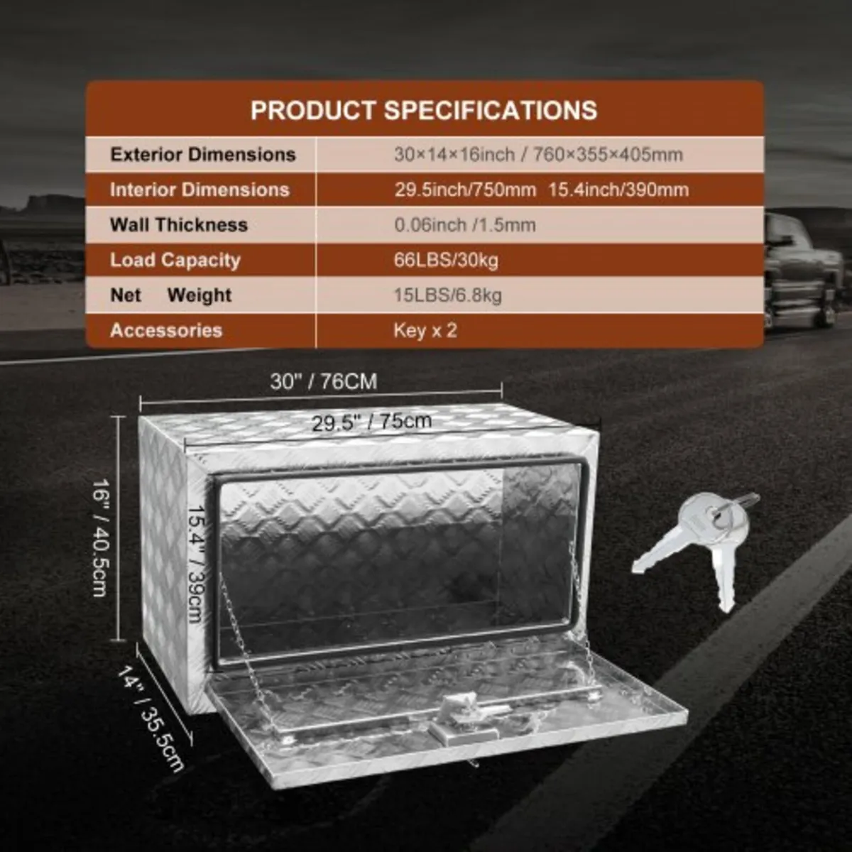Underbody Truck Box, 30"×14"×16" Pickup Storage Bo - Image 4