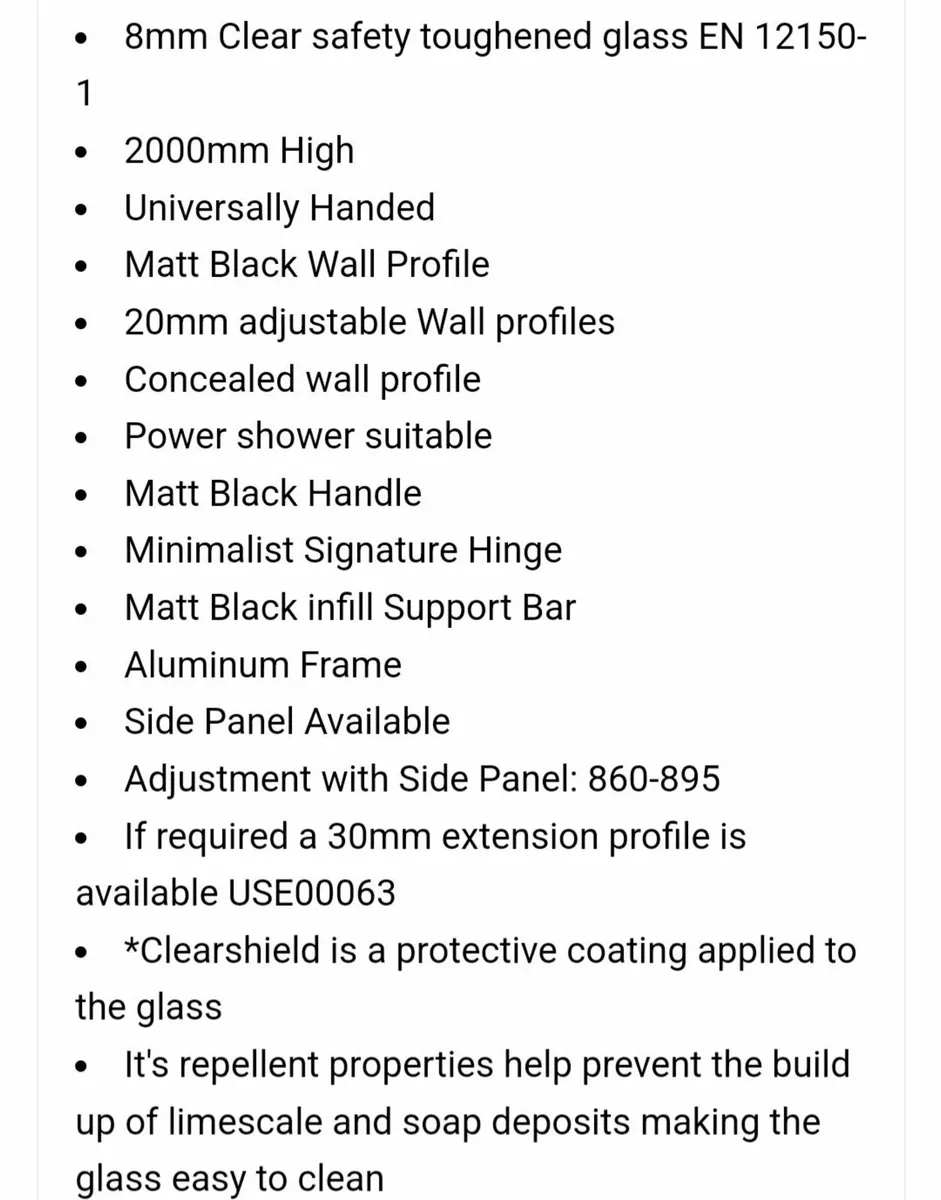 Sonas Aspect 900mm Black Shower Shower (New) - Image 2