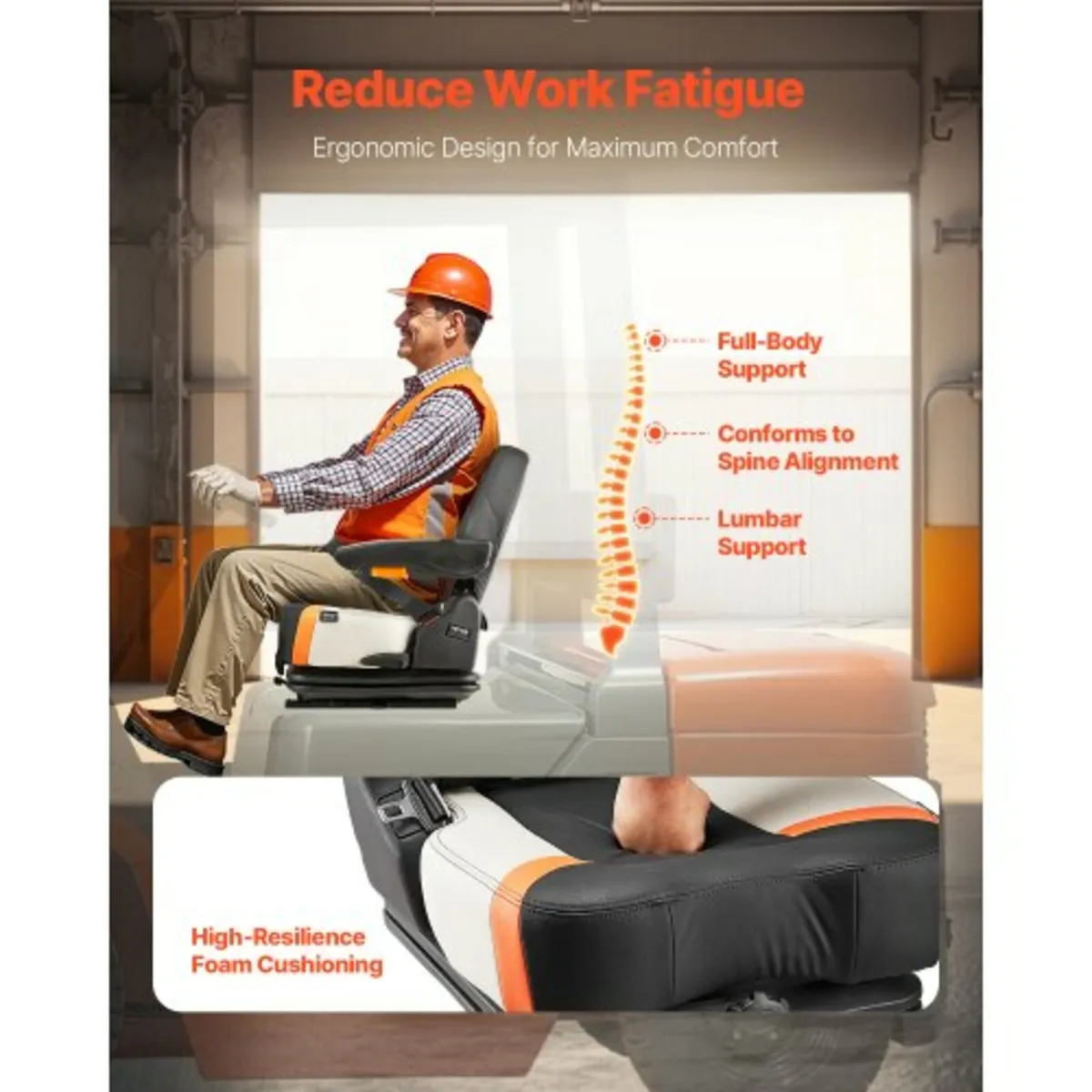 Forklift Seat Fold Down Tractor Suspension Seat Ad - Image 3