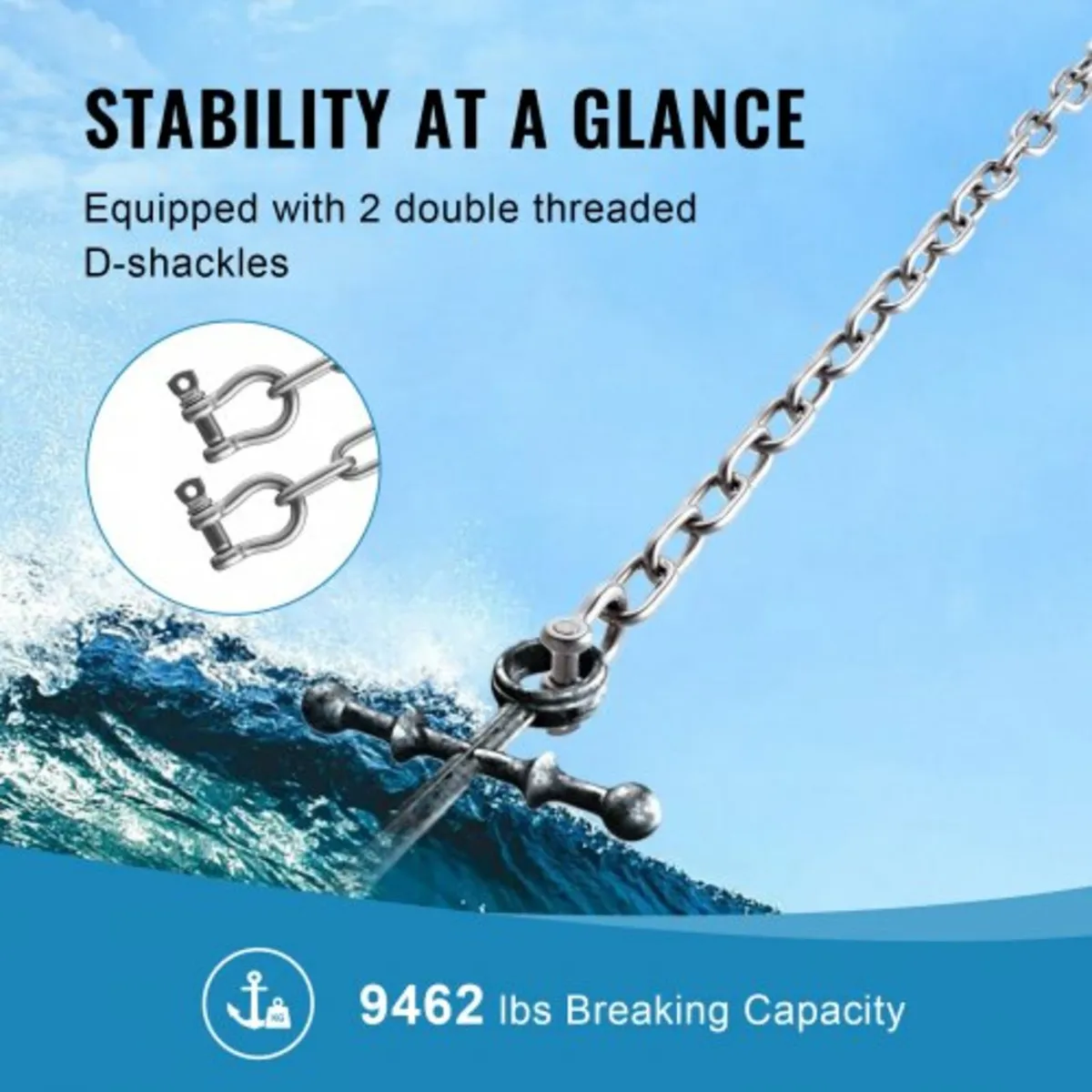 Boat Anchor Chain Stainless Steel Lead Chain 1/4" - Image 2