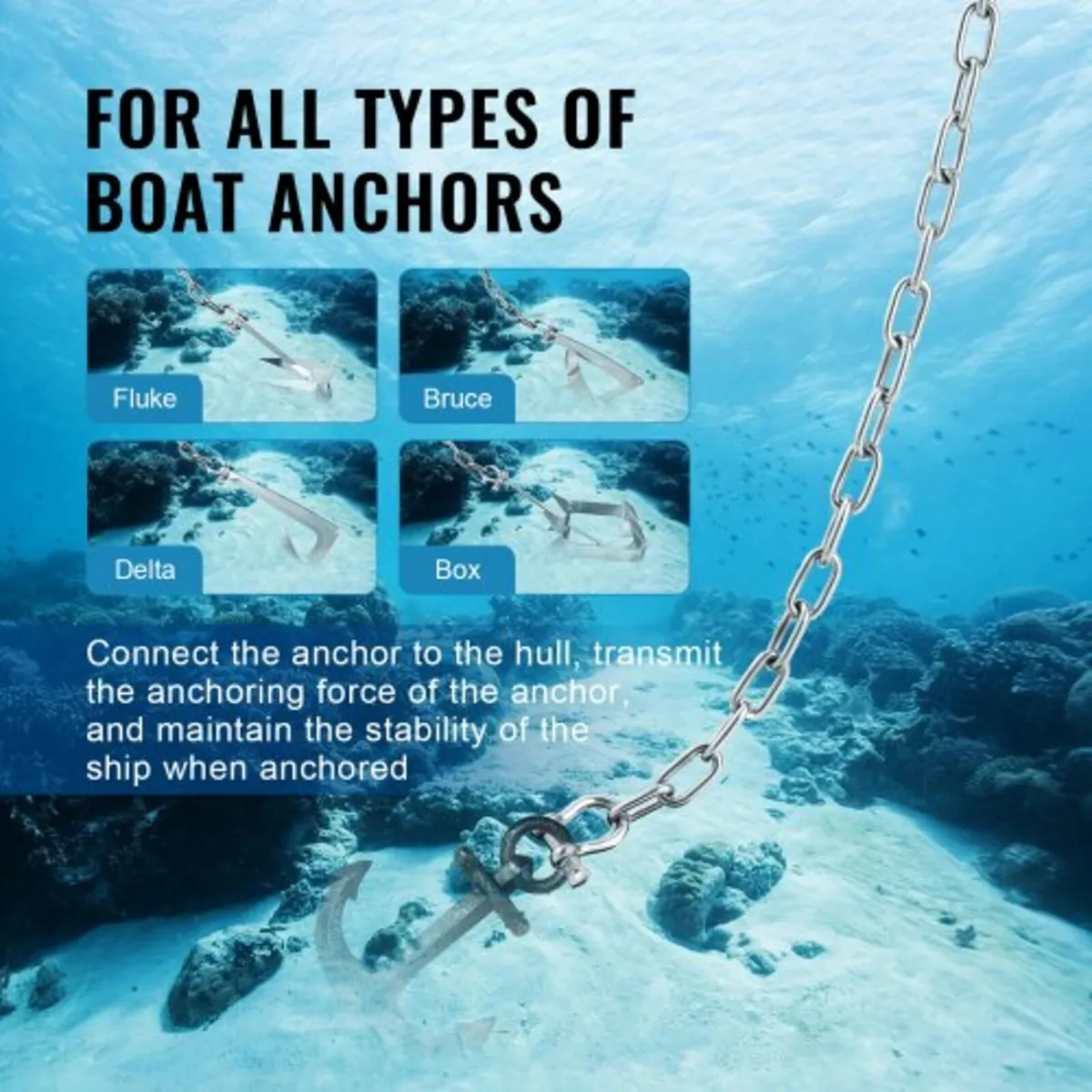 Boat Anchor Chain Stainless Steel Lead Chain 1/4" - Image 4