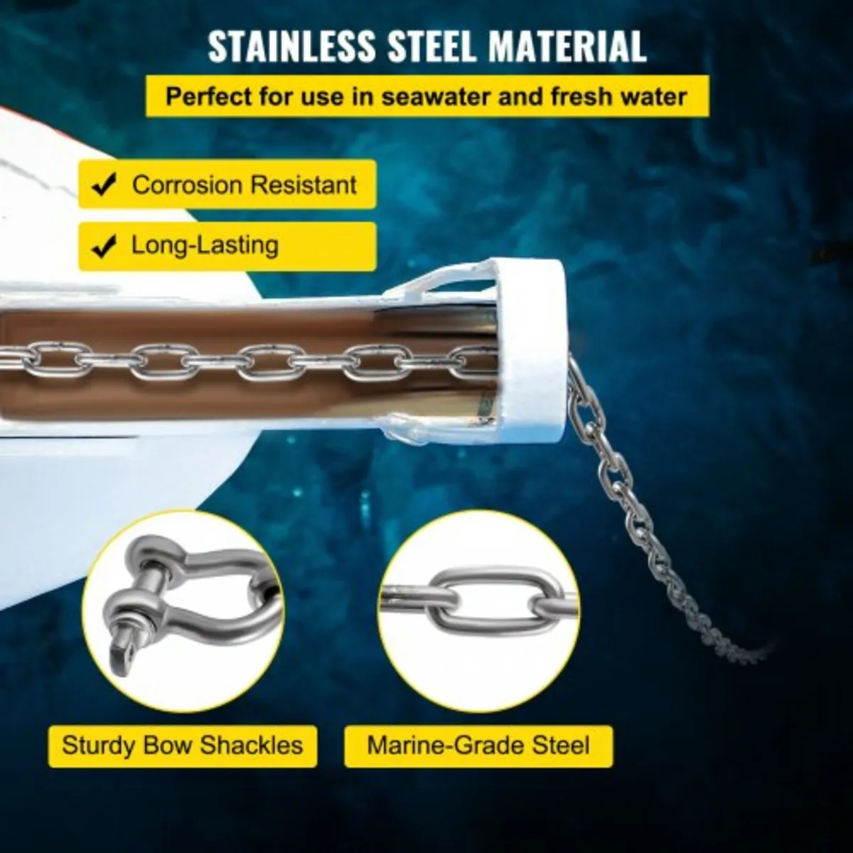Anchor Chain, 20' x 5/16" 316 Stainless Steel Chai - Image 4