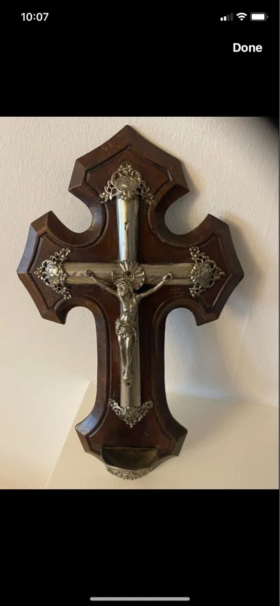 Vintage Timber & Metal Crucifix - Image 1
